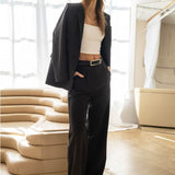 High-Waisted Wide Leg Pants - Black
