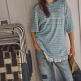 All Love Stripe Pocket Tee - Blissful Blue