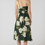 Elastic Waist Midi Dress - Palm Blossom