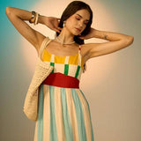 Aida Spaghetti Strap Dress - Stripe