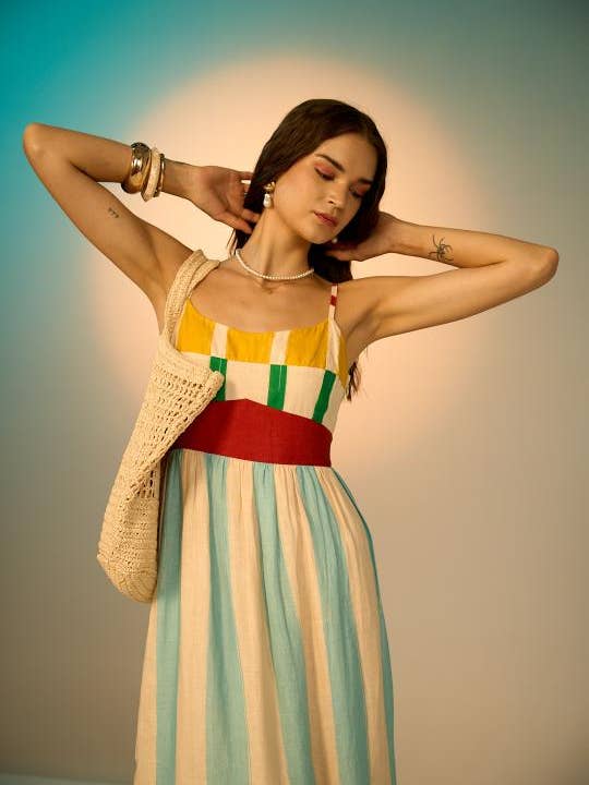 Aida Spaghetti Strap Dress - Stripe