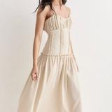 Clark Linen Maxi Dress - Beige