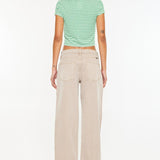 Low Rise Slung Baggy Jeans - Tan