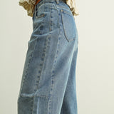 Medium Wash Denim Barrel Pants