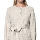 Bonnie Pompom Belted Cardigan - Almond