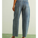 Medium Wash Denim Barrel Pants
