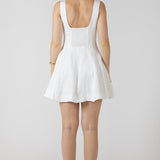 Fit and Flare Panelled Mini Dress - Off White