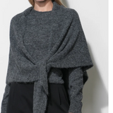 Yumi Sweater Top 2-pc Detachable Shawl Set - Gray
