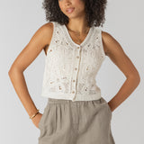 Crochet Buttoned Vest - Cream