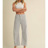 Striped Denim Barrel Jean - Black And White Stripe