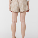 Floral Elastic Waist Short - Tan Combo