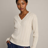 Varsity Cable Knit Sweater - Sand