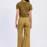 Elin Polo Sweater Top - Olive