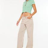 Low Rise Slung Baggy Jeans - Tan