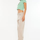 Low Rise Slung Baggy Jeans - Tan