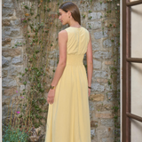 Sleeveless Pintuck Waist Detail Midi Dress - Yellow