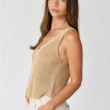 Vests Jaylani V-neck Ribbed Knit Vest - Taupe