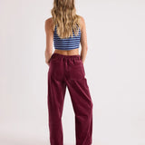 Relaxed Pull On Cord Pant - Burgandy