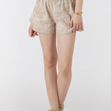 Floral Elastic Waist Short - Tan Combo
