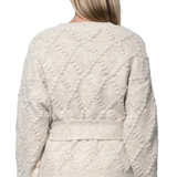 Bonnie Pompom Belted Cardigan - Almond