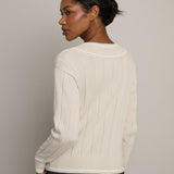 Varsity Cable Knit Sweater - Sand