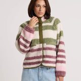 Sherpa Stripe Jacket - Olive Multi
