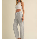 Striped Denim Barrel Jean - Black And White Stripe