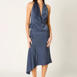 Portia Midi Skirt - Gray Blue