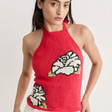 Teresita Knit Halter - Red