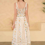 Tie Strap Smocked Back Detail Midi Dress - Floral