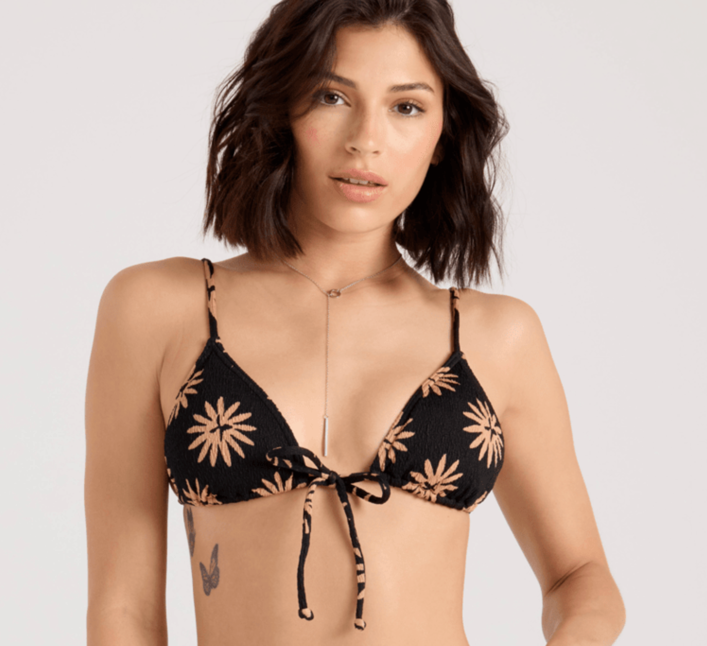 Bright & Sol Tie Front Triangle Top