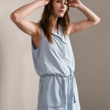 Mirage Sleeveless Notch Collar Blouse - Blue