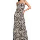 Floral Print Maxi Slip Dress - Black/Ecru