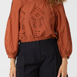 Lace Detailed Blouse - Terracotta