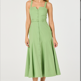 McKinley Button-Front Midi Dress- Avocado