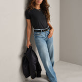 Featherweight Ribbed Tee- Pure Black