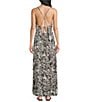 Floral Print Maxi Slip Dress - Black/Ecru