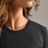 Featherweight Ribbed Tee- Pure Black