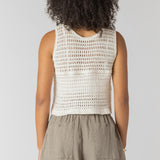 Crochet Buttoned Vest - Cream