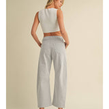 Striped Denim Barrel Jean - Black And White Stripe