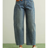 Medium Wash Denim Barrel Pants