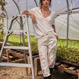 Nina V- Neck Tee - Ivory