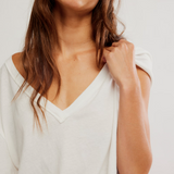 Nina V- Neck Tee - Ivory