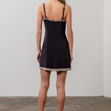 Sleeveless Jewelry Trim Mini Knit Dress - Black