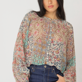 Button Up Floral Patchwork Blouse