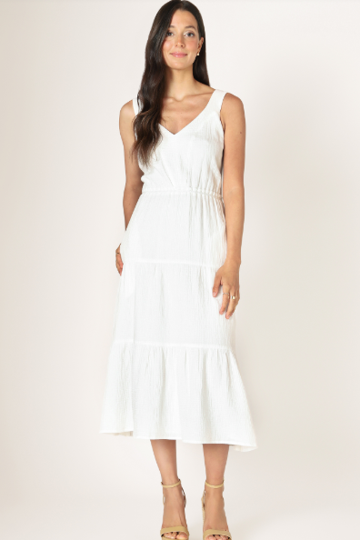 Textered Gauze Tired Midi Dress