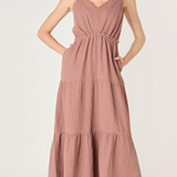 Textered Gauze Tired Midi Dress