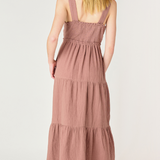 Textered Gauze Tired Midi Dress