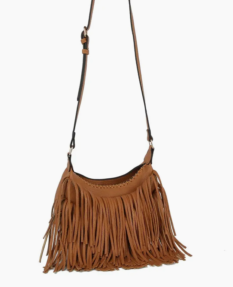 Calin Fringed Vegan Suede Crossbody Bag