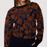 Autumnal Sonata Crew Neck Sweater - Blue Floral